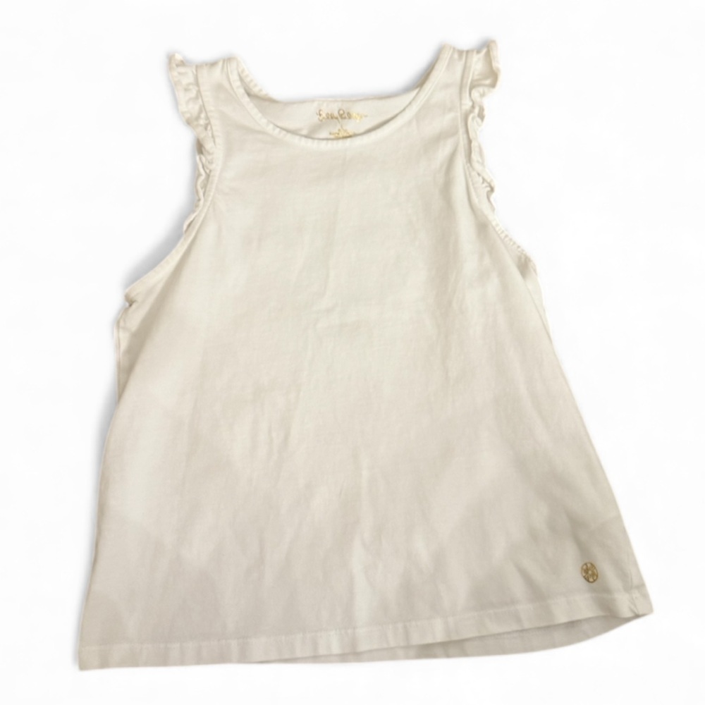 Lily Pulitzer Girls White Tank Top Ruffle Detail